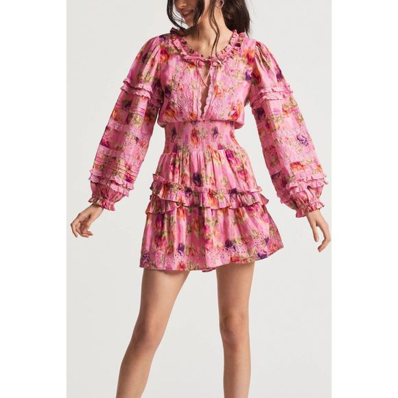 LoveShackFancy Clarkie Mini Dress Floral, Embroidery, Lace, Ruffle Size- XS- NWT - Picture 1 of 5